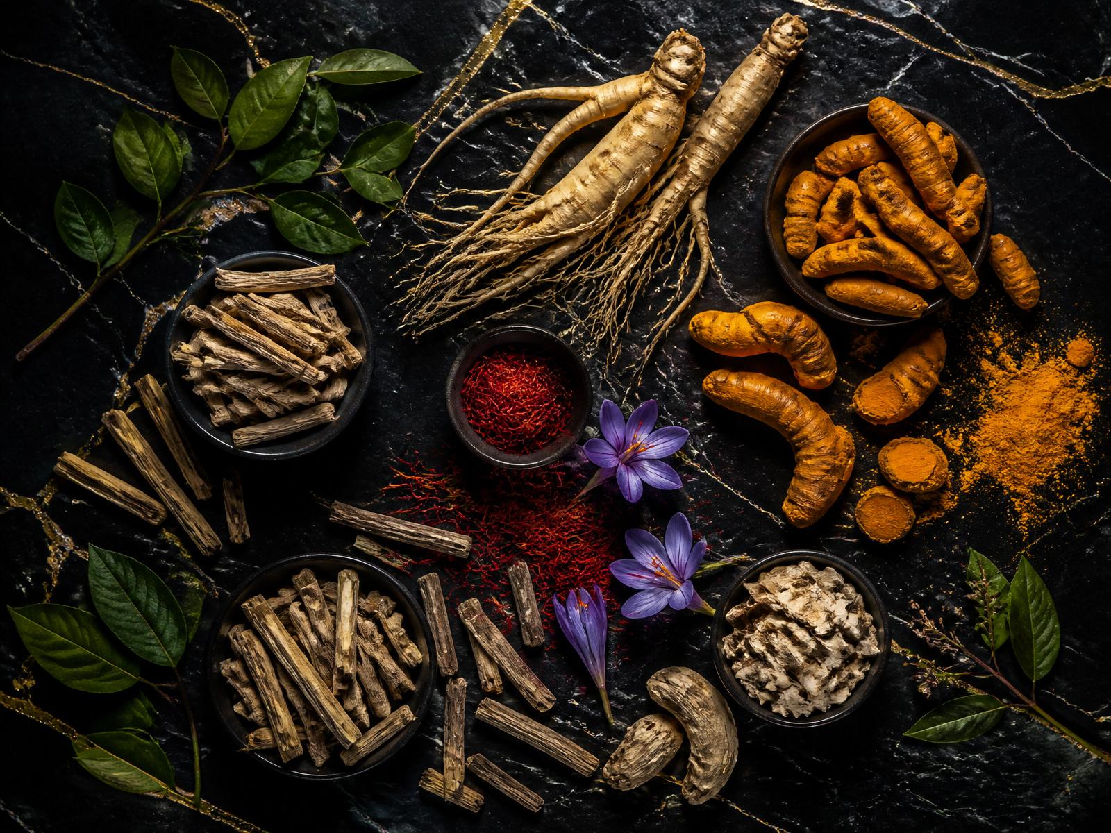 Botanical ingredients flat lay
